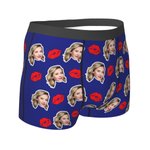 Cara graciosa personalizada con foto Labios rojos Boxer Brief Ropa interior masculina Regalo de San Valentín Aniversario para hombres