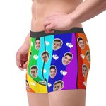 Personalisierte lustige Regenbogen Gesicht Boxershorts Slip Unterwäsche mit Herzen Valentinstag Geschenk für Männer