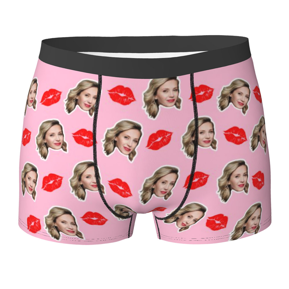 Personalized Funny Face Men's Boxers with Kiss Gift for Him CALLIE