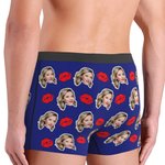 Cara graciosa personalizada con foto Labios rojos Boxer Brief Ropa interior masculina Regalo de San Valentín Aniversario para hombres