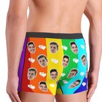 Personalisierte lustige Regenbogen Gesicht Boxershorts Slip Unterwäsche mit Herzen Valentinstag Geschenk für Männer