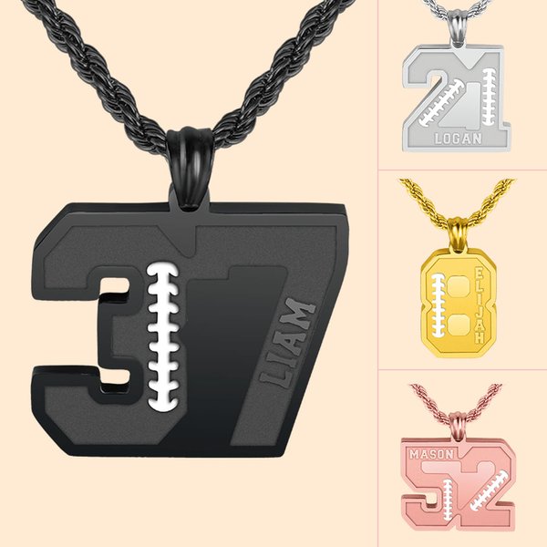 Personalisierte Fußball Sport Halskette mit Namen und Nummer Geburtstag Weihnachten Geschenk für Fußball-Liebhaber Sport Spieler Fans