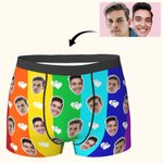 Personalisierte lustige Regenbogen Gesicht Boxershorts Slip Unterwäsche mit Herzen Valentinstag Geschenk für Männer