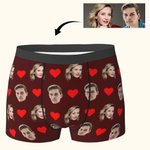 Calzoncillos bóxer personalizados con cara de pareja y corazón de amor Regalo de San Valentín para hombre