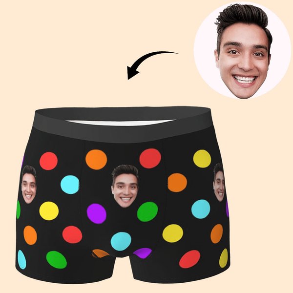 Individuell gestaltete Face Boxershorts mit bunten Tupfen für Männer