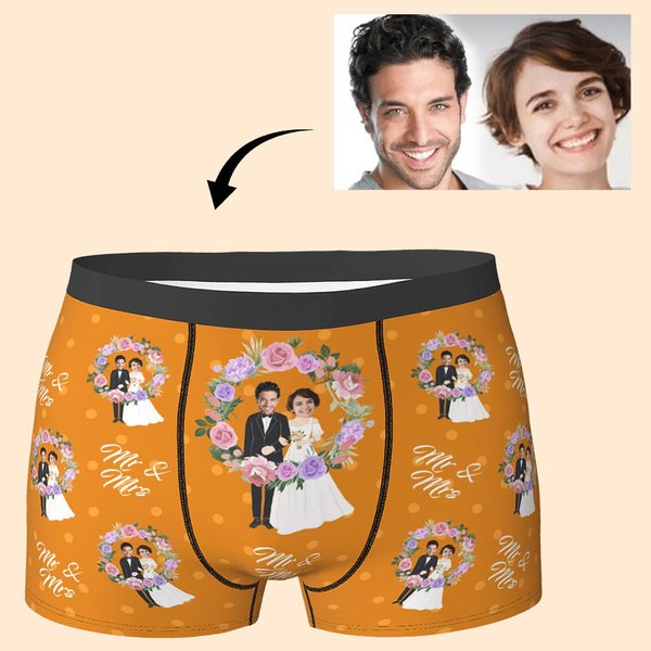 Personalisierte Hochzeit Paar Gesicht Männer Boxershorts