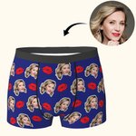 Cara graciosa personalizada con foto Labios rojos Boxer Brief Ropa interior masculina Regalo de San Valentín Aniversario para hombres