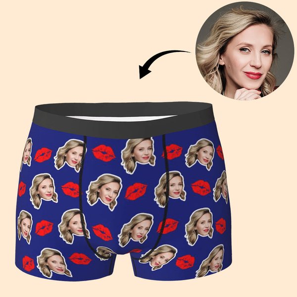Funny Face Men's Boxers with Kiss Gift