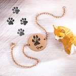 Pulsera personalizada con colgante redondo de pata de perro