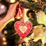 Ornement de Noël de Famille Puzzle de Cœur en Bois