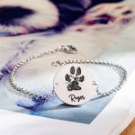 Pulsera personalizada con colgante redondo de pata de perro