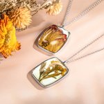 Women Dried Pressed Birth Month Flower Necklace with Back Engraving | Callie