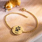 Pulsera personalizada con colgante redondo de pata de perro