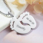 Collier Pieds Prénoms Personnalisés Collier avec Prénom Bébé Cadeau Anniversaire Fête pour Femme