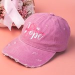 Custom Breast Cancer Themed Embroidered HOPE + Name Hat