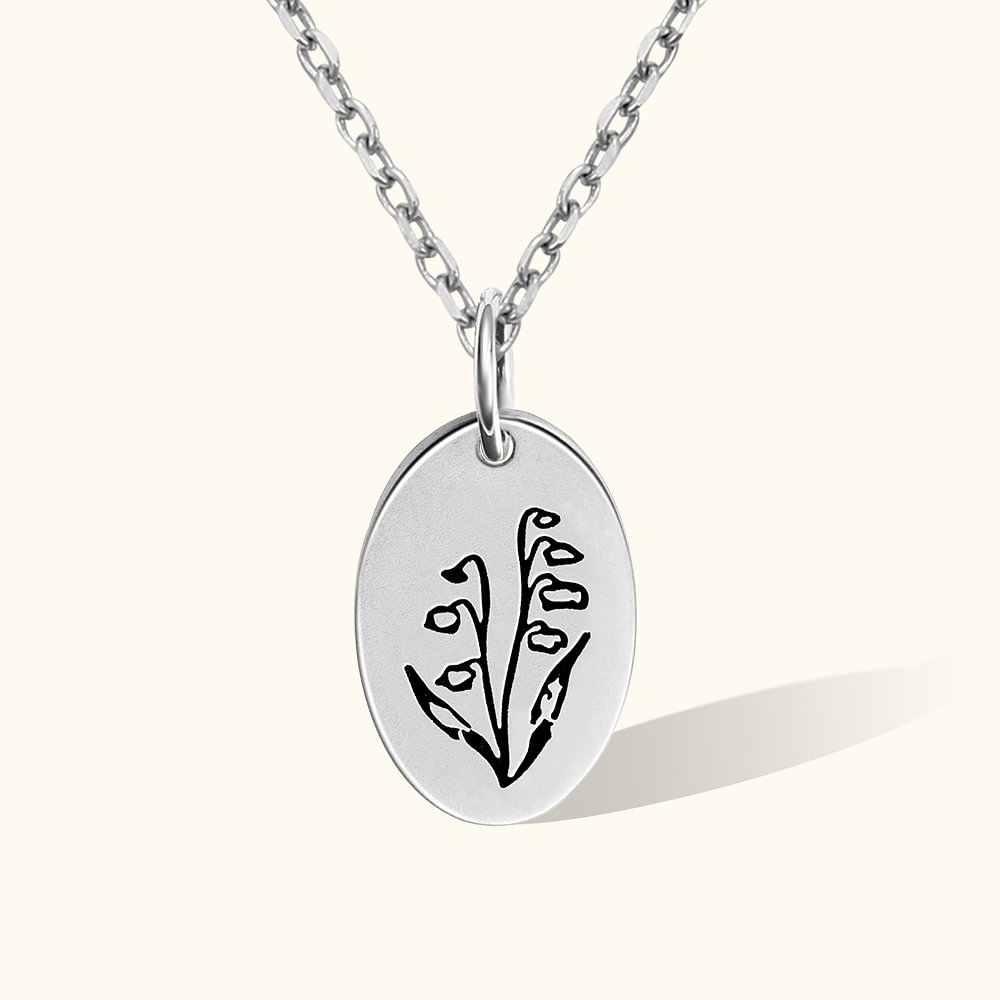 Pendentif Gravé Femme Personnalisé avec Fleur de Naissance et Texte Colier à Couches en Rond et Carré Cadeau d'Anniversaire pour Elle