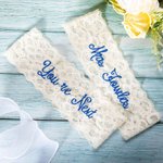 Personalisierte bestickte Spitze Hochzeit und Toss Strumpfbänder