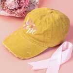 Custom Breast Cancer Themed Embroidered HOPE + Name Hat
