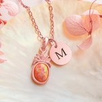 Collier Personnalisé avec Initiale Collier en Anana d'Opale Cadeau d'Anniversaire Noël pour Elle