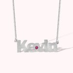 Custom Sunray Birthstone Name Necklace