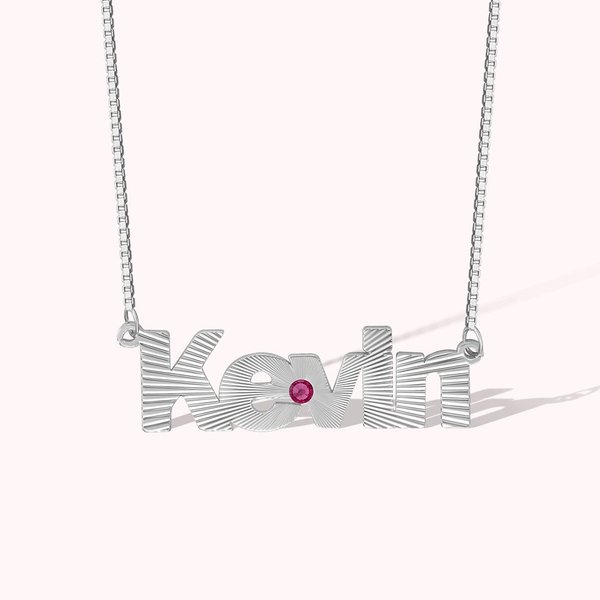 Sunray Birthstone Name Necklace