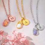 Collier Personnalisé avec Initiale Collier en Anana d'Opale Cadeau d'Anniversaire Noël pour Elle