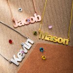 Custom Sunray Birthstone Name Necklace