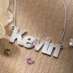 Custom Sunray Birthstone Name Necklace