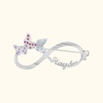 Custom Name Butterfly Infinity Brooch Pin