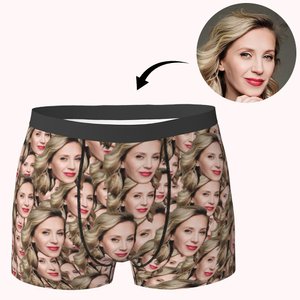 Give Him A Naughty Surprise - Personalised Face Photo Men's Underwear Boxer Brief