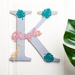 Personalised Wood Jungle Letter Name Door Plate