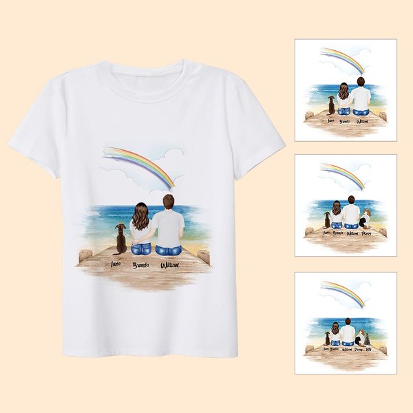 Benutzerdefinierte Haustier und Paar Rückenansicht T-Shirt für Haustier Gedenkgeschenk