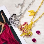 Personalized Dance Girl Gemstone Sterling Silver Necklace with Initials