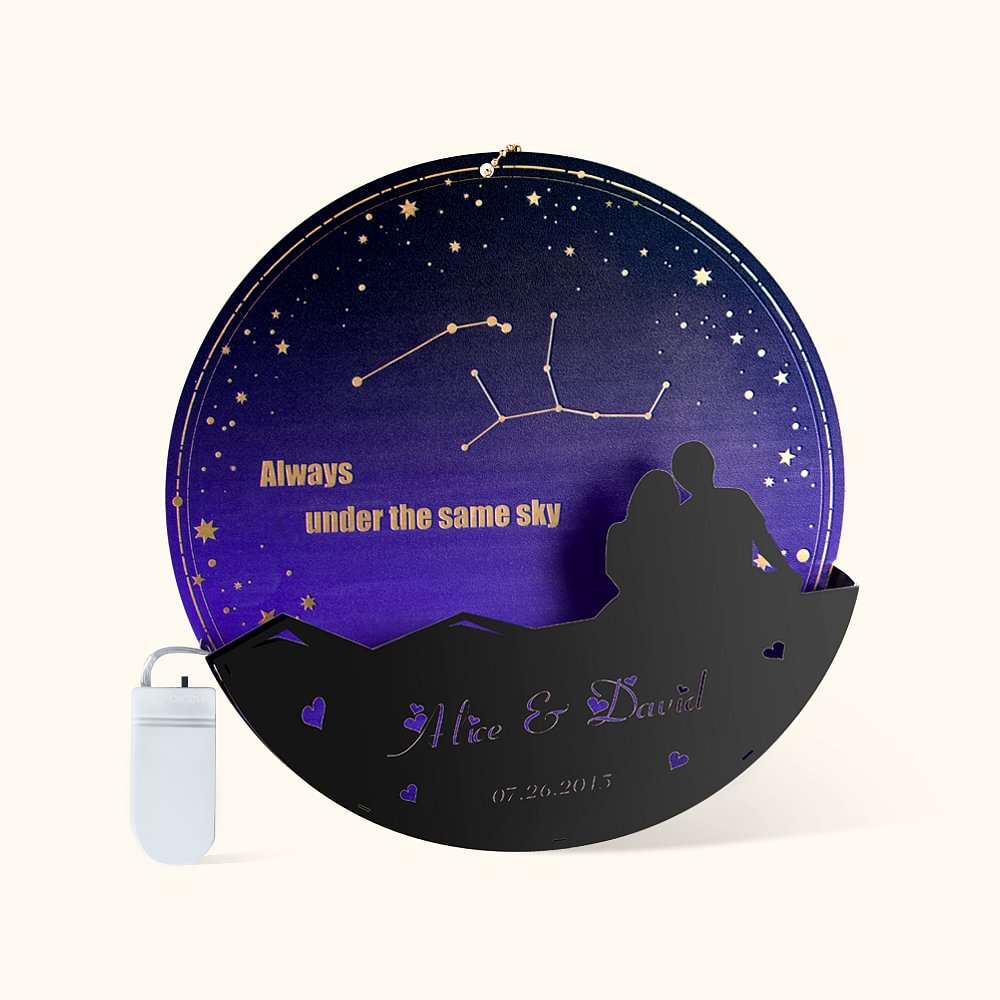 Veilleuse de Ciel Nocturne Personnalisée avec Nom et Constellation Cadeau de Saint-Valentin ou d'Anniversaire