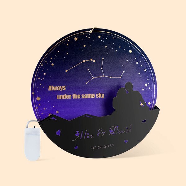 Veilleuse de Ciel Nocturne Personnalisée avec Nom et Constellation Cadeau de Saint-Valentin ou d'Anniversaire
