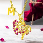 Personalized Dance Girl Gemstone Sterling Silver Necklace with Initials