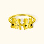 Personalised Adorable Pet Family Initial Ring
