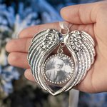 Custom Angel Wings Photo Memorial Pendant for Christmas