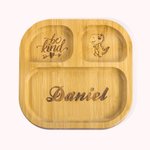 Personalized Square Bamboo Suction Plates for Baby