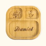 Personalized Square Bamboo Suction Plates for Baby