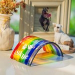 Personalisierte Pet Memorial Regenbogenbrücke mit Pfotenabdruck und Name Home Dekoration Haustier Verlust Geschenk für Hund und Katze