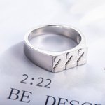 Personalized Signet Ring with Engraved Name Angel Number Year Birthday Graduation Gift for Women Men