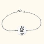 Pulsera personalizada con colgante redondo de pata de perro