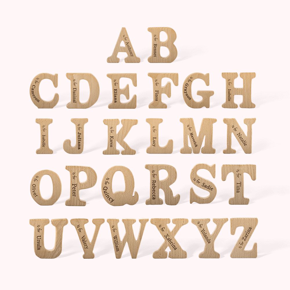 Personnalisé Nom Lettre Bébé Bois Jouets de Broyage Cadeau nouveau-né