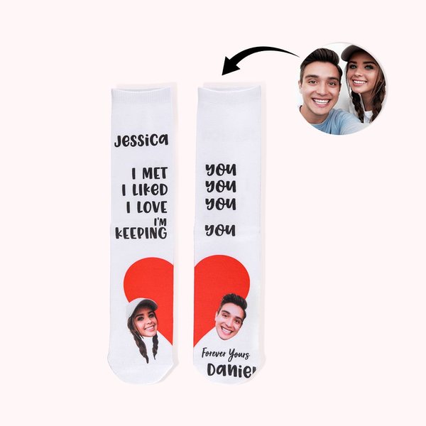 Chausettes Personnalisés avec Noms du Couple Manifestation d'Amour Cadeau d'Anniversaire Saint-Valentin pour Couple