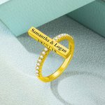 Kaiverrettu Bar Ring naisille aksenttien kanssa