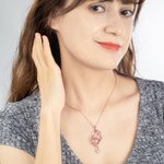 Personalized Double Love Heart Necklace with 1-8 Birthstones Engrave Names Mother's Day Birthday Gift for Mom Grandmother