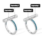 Kaiverrettu Bar Ring naisille aksenttien kanssa