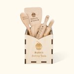 Personalised Wood Cooking Baking Tools with Name Set of 6 Kitchen Birthday Christmas Gift for Kids