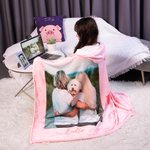 Personalized Dog Cat Photo Hooded Blanket with Name Birthday Gift for Dog Mom Pet Lover